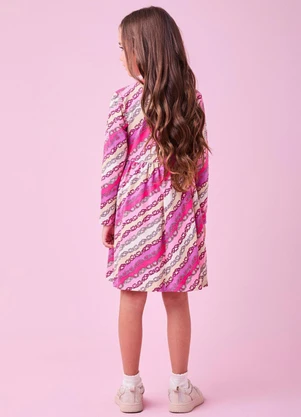 Momi - Vestido Manga Longa com Corações Rosa - MOMI
