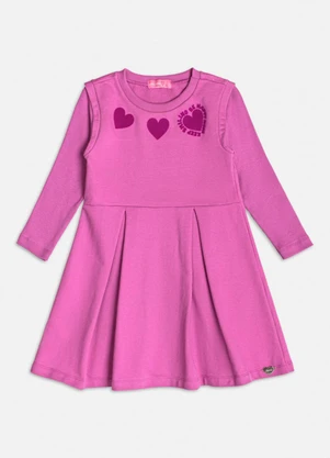 Momi - Vestido Manga Longa com Corações Roxo - MOMI