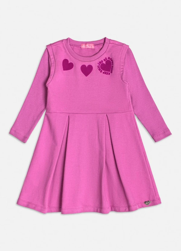 Momi - Vestido Manga Longa com Corações Roxo