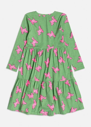 Momi - Vestido Manga Longa com Estampa de Dog Verde - MOMI