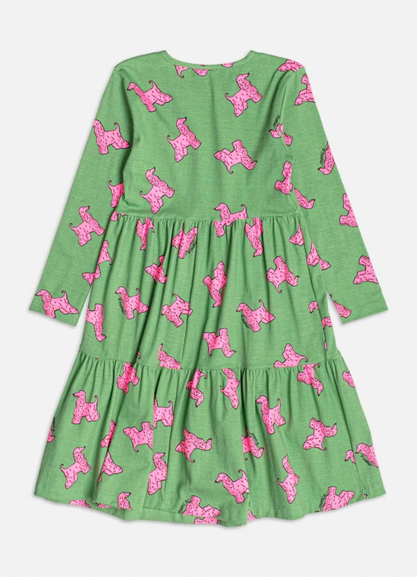 Momi - Vestido Manga Longa com Estampa de Dog Verde 2