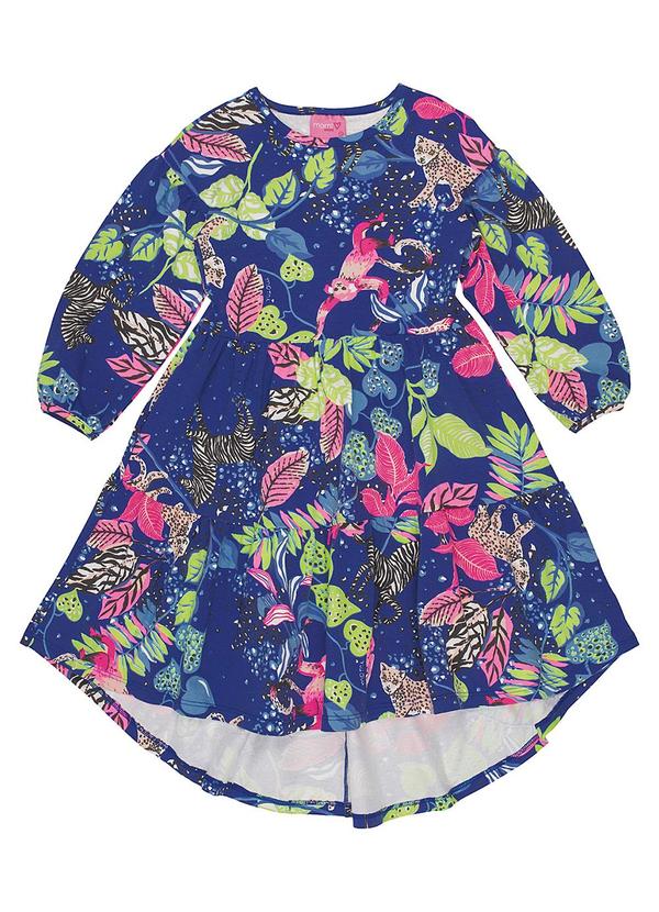 Momi - Vestido Manga Longa com Estampa Floral Azul