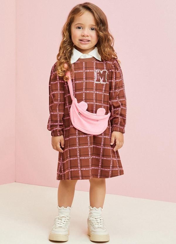 Momi - Vestido Manga Longa com Pochete Marrom