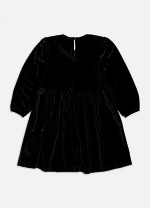 Momi - Vestido Manga Longa Cotelê com Laço Preto - MOMI