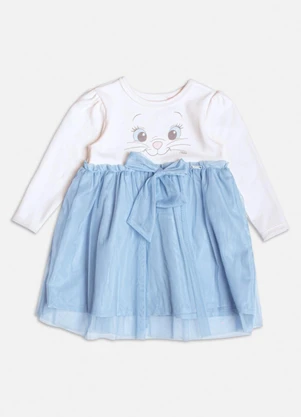 Momi - Vestido Manga Longa da Marie com Tule Azul - MOMI