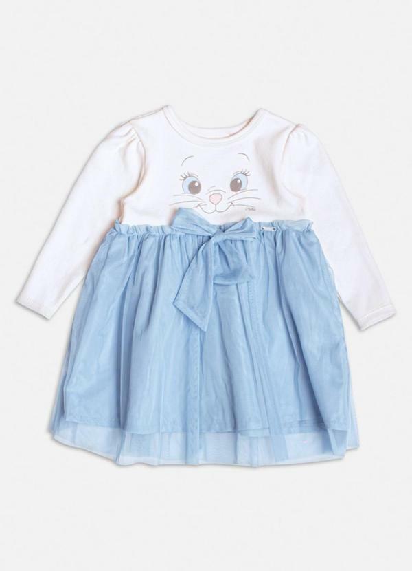 Momi - Vestido Manga Longa da Marie com Tule Azul