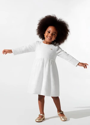 Amada - Vestido Manga Longa em Bordado Lolly  Bege - AMADA