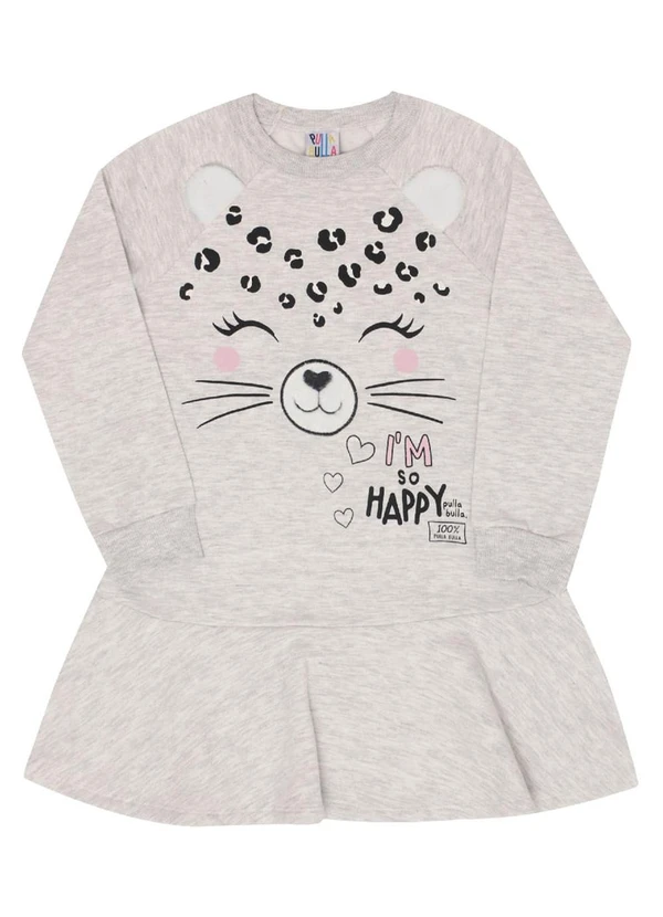 Pulla Bulla - Vestido Manga Longa Menina Cinza