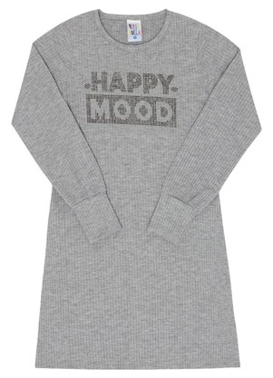 Pulla Bulla - Vestido Manga Longa Menina Cinza - PULLA BULLA