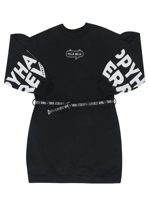 Pulla Bulla - Vestido Manga Longa Menina Preto
