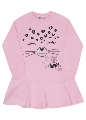 Pulla Bulla - Vestido Manga Longa Menina Rosa - PULLA BULLA