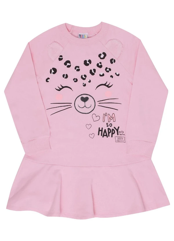 Pulla Bulla - Vestido Manga Longa Menina Rosa