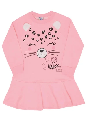 Pulla Bulla - Vestido Manga Longa Menina Rosa - PULLA BULLA