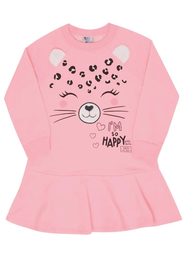 Pulla Bulla - Vestido Manga Longa Menina Rosa