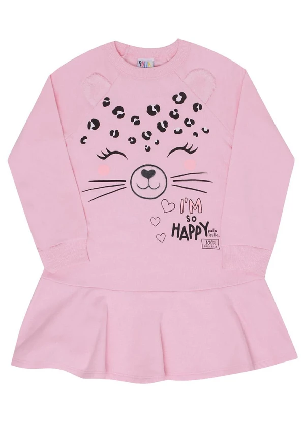 Pulla Bulla - Vestido Manga Longa Menina Rosa