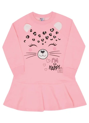 Pulla Bulla - Vestido Manga Longa Menina Rosa - PULLA BULLA