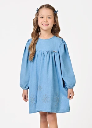 Trick Nick - Vestido Manga Longa Feminino Denim Azul - TRICK NICK