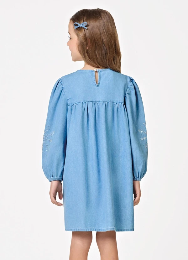 Trick Nick - Vestido Manga Longa Feminino Denim Azul