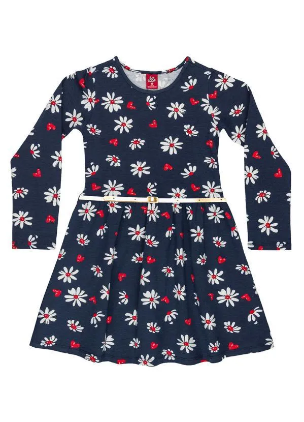 Bee Loop - Vestido Manga Longa Infantil Azul 2