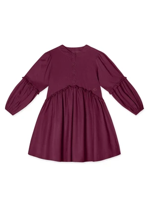 Lilica Ripilica - Vestido Manga Longa Infantil Feminino Bordô - LILICA RIPILICA