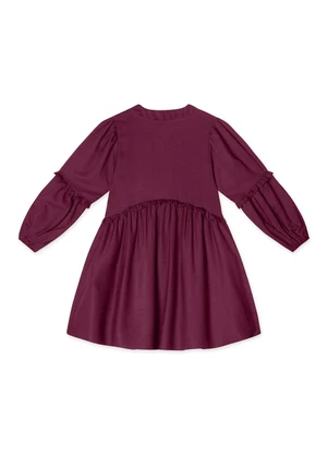 Lilica Ripilica - Vestido Manga Longa Infantil Feminino Bordô - LILICA RIPILICA