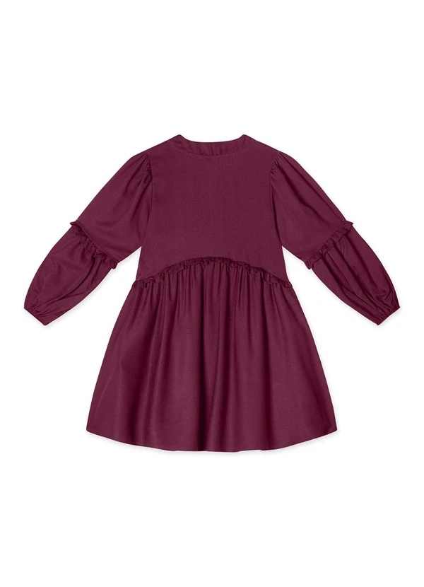 Lilica Ripilica - Vestido Manga Longa Infantil Feminino Bordô 2