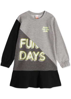 Marisol - Vestido Manga Longa Infantil Feminino Cinza - MARISOL
