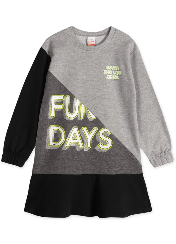 Marisol - Vestido Manga Longa Infantil Feminino Cinza 1