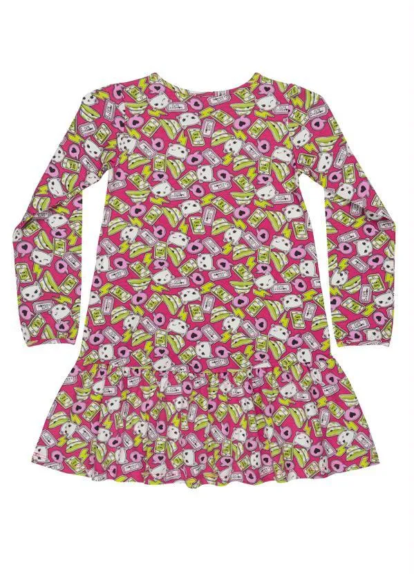 Bee Loop - Vestido Manga Longa Infantil Rosa 2