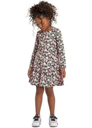 Bee Loop - Vestido Manga Longa Infantil Verde - BEE LOOP