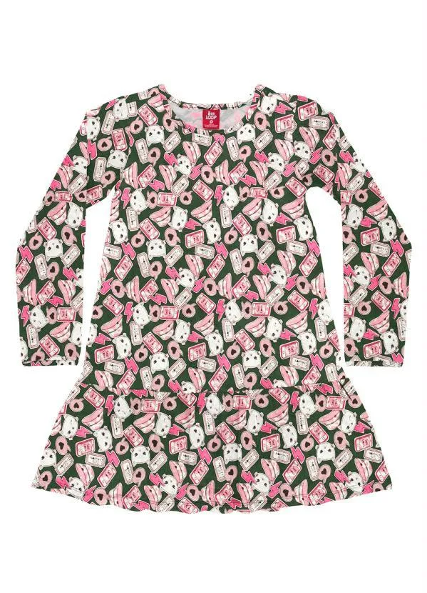 Bee Loop - Vestido Manga Longa Infantil Verde 2