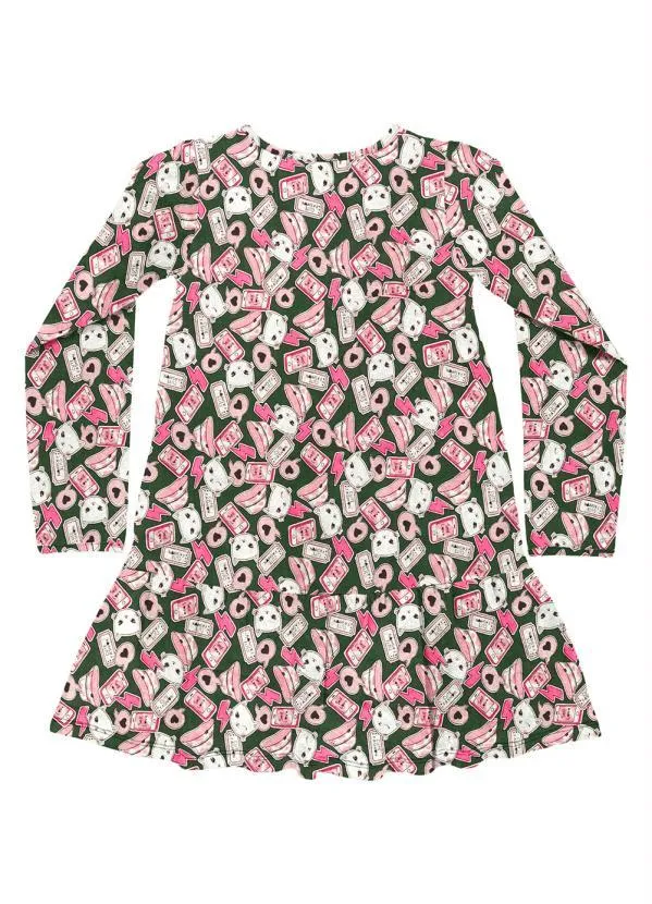 Bee Loop - Vestido Manga Longa Infantil Verde 3
