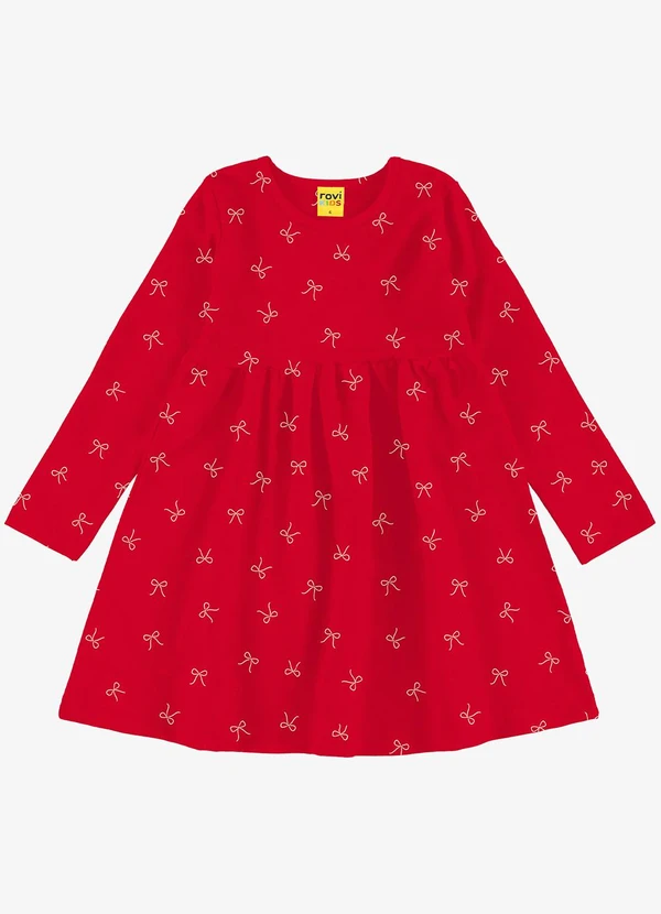 Rovi Kids - Vestido Manga Longa Infantis Vermelho