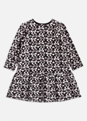 Momi - Vestido Manga Longa Jacquard com Laços Preto - MOMI