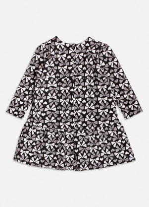 Momi - Vestido Manga Longa Jacquard com Laços Preto - MOMI