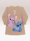 Fakini Kids - Vestido Manga Longa Lilo & Stitch Bege - variação: Bege