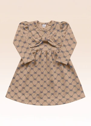 Fakini Kids - Vestido Manga Longa Marrom - FAKINI KIDS