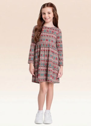 Fakini Kids - Vestido Manga Longa Marrom - FAKINI KIDS