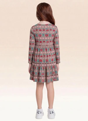 Fakini Kids - Vestido Manga Longa Marrom - FAKINI KIDS