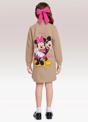 Fakini Kids - Vestido Manga Longa Minnie Bege - FAKINI KIDS