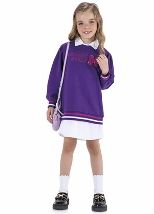 Marisol - Vestido Manga Longa Moletom Infantil Roxo - MARISOL