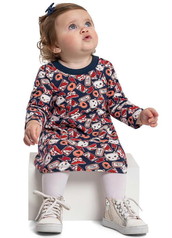 Bee Loop - Vestido Manga Longa para Bebê Azul