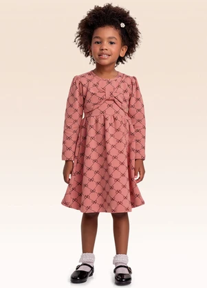 Fakini Kids - Vestido Manga Longa Rosa - FAKINI KIDS