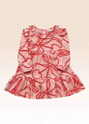 Fakini Kids - Vestido Manga Longa Rosa - FAKINI KIDS