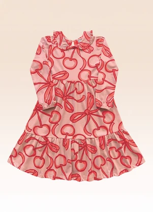 Fakini Kids - Vestido Manga Longa Rosa - FAKINI KIDS