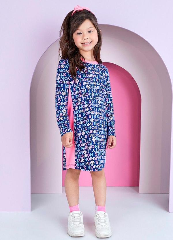 Momi - Vestido Manga Longa Smile Azul