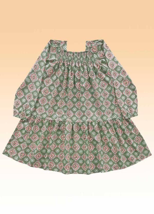 Fakini Kids - Vestido Manga Longa Verde