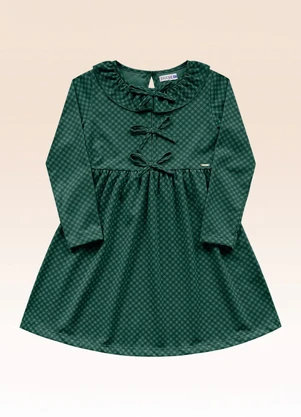 Fakini Kids - Vestido Manga Longa Verde - FAKINI KIDS