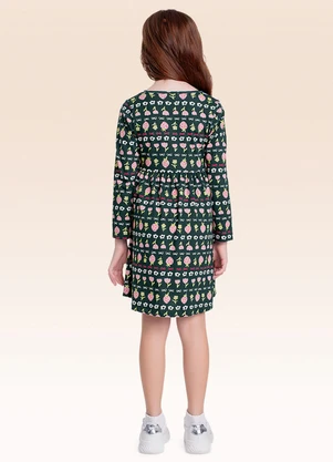 Fakini Kids - Vestido Manga Longa Verde - FAKINI KIDS