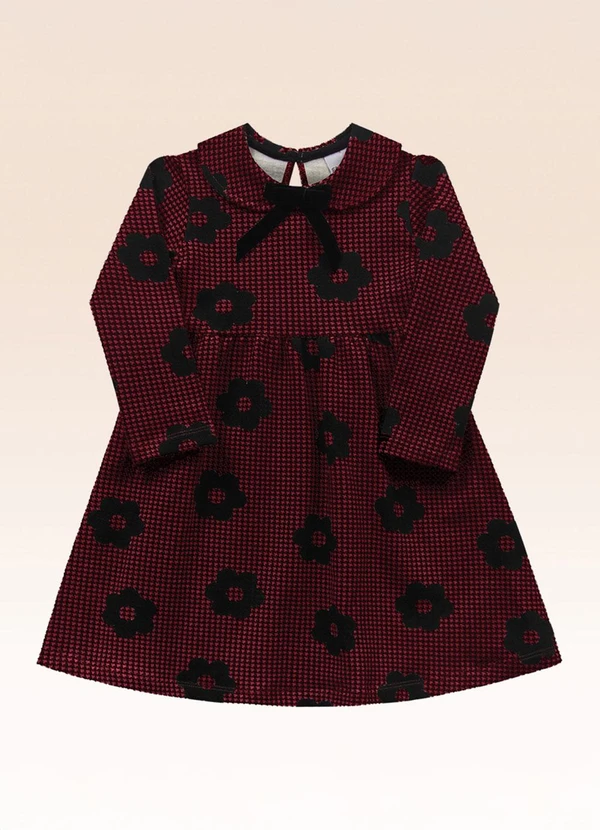 Fakini Kids - Vestido Manga Longa Vermelho